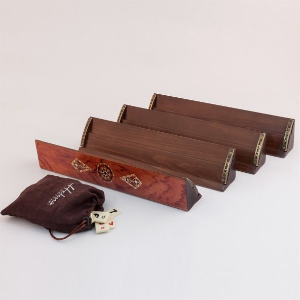 Helena Wood Art Kardelen El Yapımı Masif Ahşap Okey Takımı Mozaikli Gül - 2