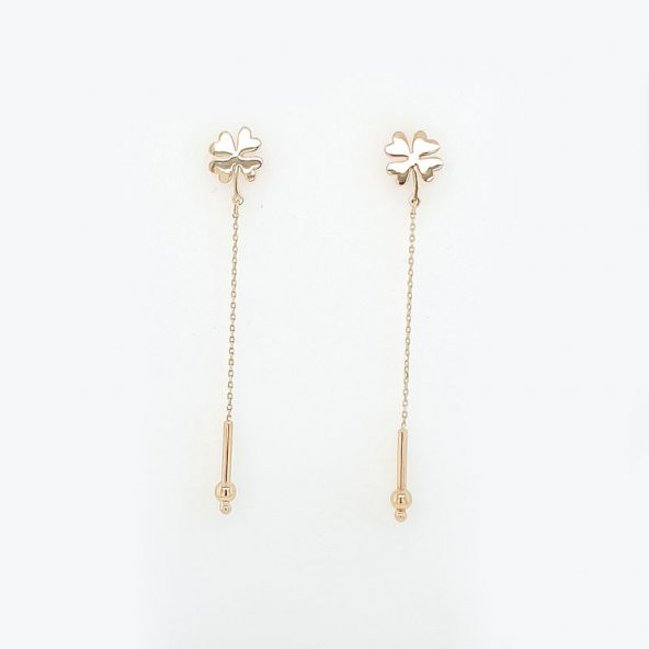 14 Ayar Altın Sallantılı Yonca Küpe ürün görseli