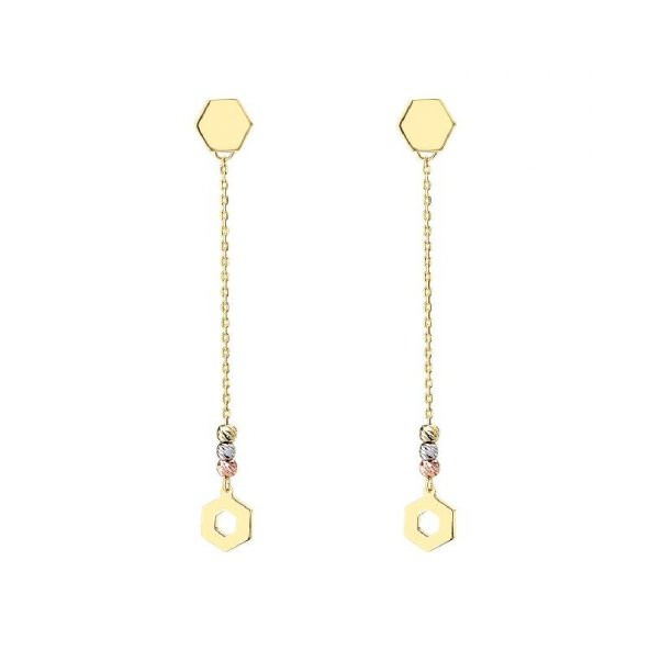 14k Altın Sallantılı Dorika Petek Küpe ürün görseli