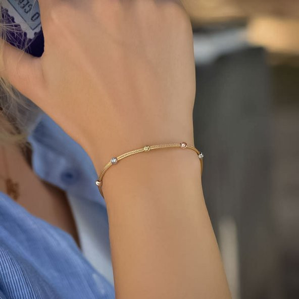 14 Ayar Altın Tek Sıra Dorika Bileklik ürün görseli