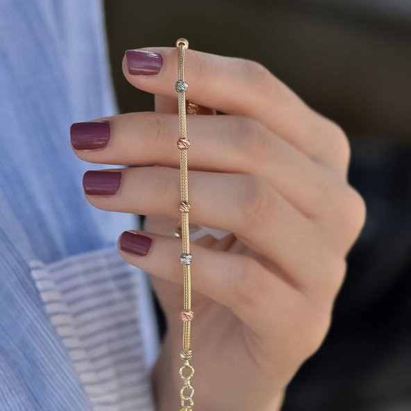 14 Ayar Altın Tek Sıra Dorika Bileklik - Resim 2