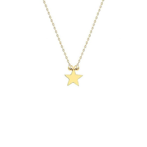 14 Ayar Sade Altın Yıldız Kolye - Resim 2