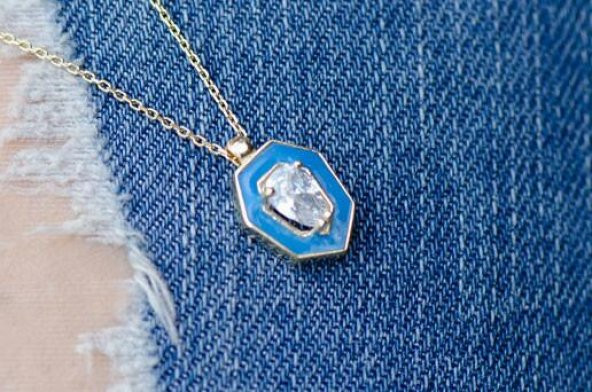 14 Ayar Altın Damla Taşlı Kolye - Resim 3