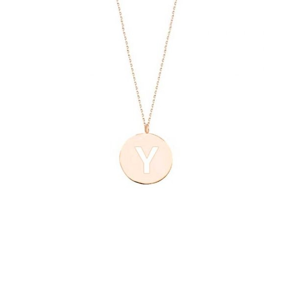 14 Ayar Altın Plaka Harf Kolye - Resim 3