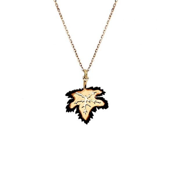 14k Sarı Altın Yaprak Kolye - Resim 3