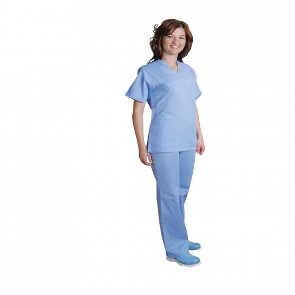 Dr Hemşire Açık Mavi Kadın Forma Cerrahi Takım Uniforması
