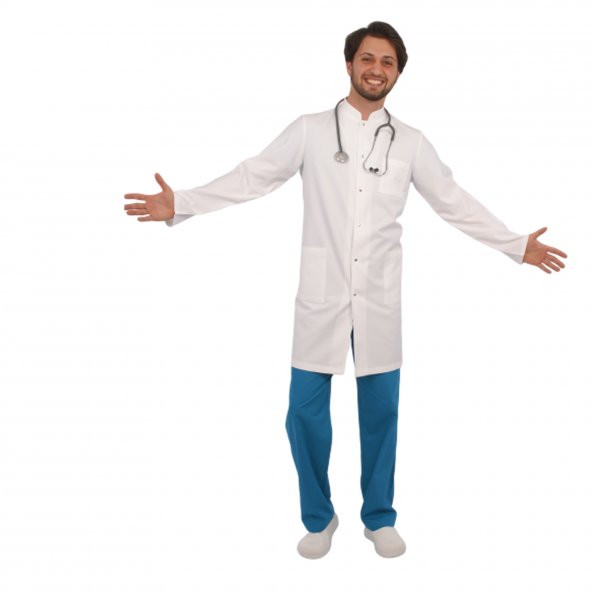 Doktor Hakim Yaka Beyaz Önlük Uzun Kol Uzun Boy Önlük - 2