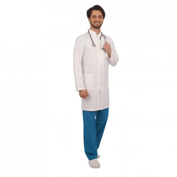 Doktor Hakim Yaka Beyaz Önlük Uzun Kol Uzun Boy Önlük - 3