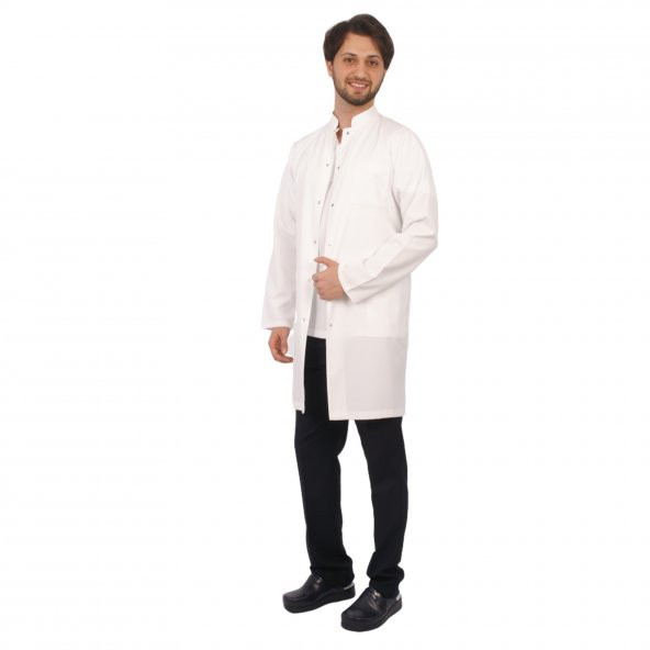 Doktor Hakim Yaka Beyaz Önlük Uzun Kol Uzun Boy Önlük - 4
