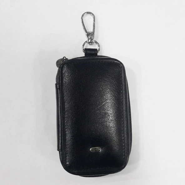 Siyah Renk-Fermuarlı Deri Anahtarlık - 2