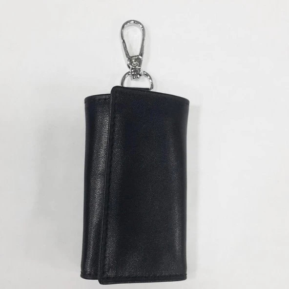 Siyah Renk-Çıtçıtlı Anahtarlık Deri Anahtarlık - 4
