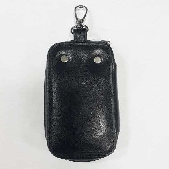 Siyah Renk-Fermuarlı Deri Anahtarlık - 10
