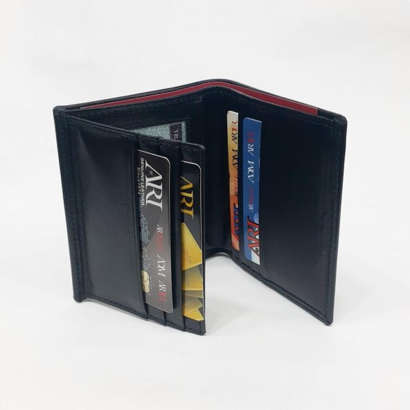 Siyah-Taba-Kahve Renkte Kartlık, Ehliyet Ve Kimlik Bölmeli Şeffaf Kimlik Bölmeli Deri Cüzdan