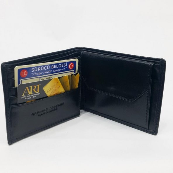 Siyah-Taba-Kahve Renkte Kartlık, Kimlik Ve Bozuk Para Bölmeli Deri Cüzdan - 4