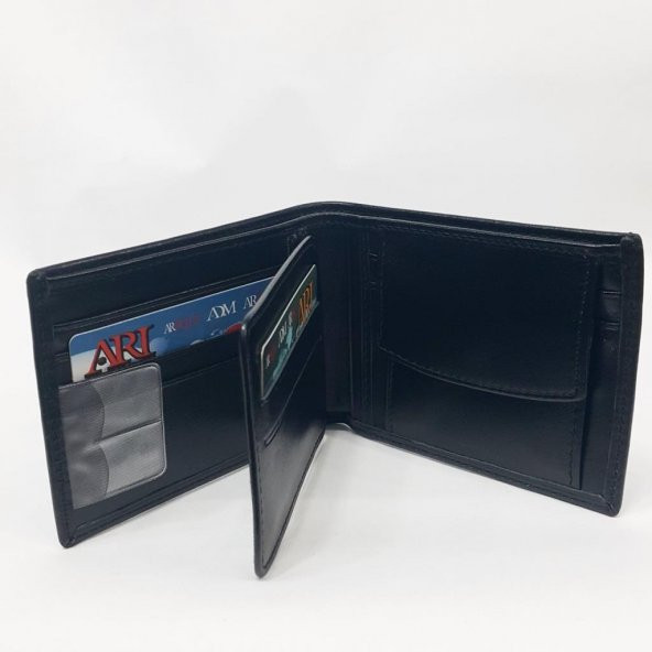 Kahve-Siyah-Taba Renkte Kartlık, Kimlik, Ehliyet Ve Bozuk Para Bölmeli Yatay Deri Cüzdan - 2