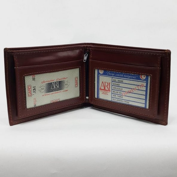 Kahve-Siyah-Taba Renkte Kartlık, Kimlik, Ehliyet Ve Fermuarlı İç Bölmeli Yatay Deri Cüzdan - 6