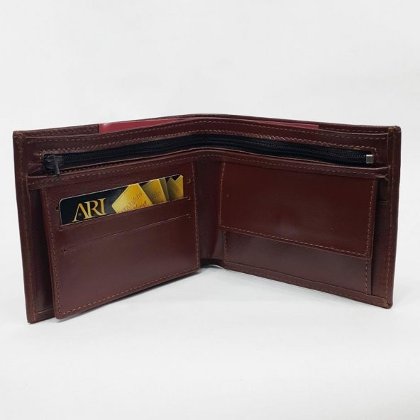 Kahve-Siyah-Taba Renkte Kartlık, Kimlik, Ehliyet, Bozuk Ve Fermuarlı Para Bölmeli Yatay Deri Cüzdan - 5