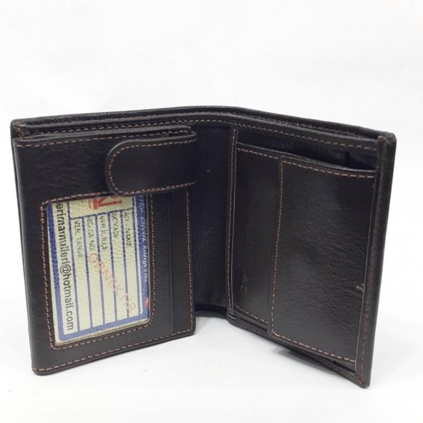 Siyah-Taba-Kahve Renklerde Kartlık, Kimlik Ve Bozuk Para Bölmeli Çıtçıtlı Deri Cüzdan - 10