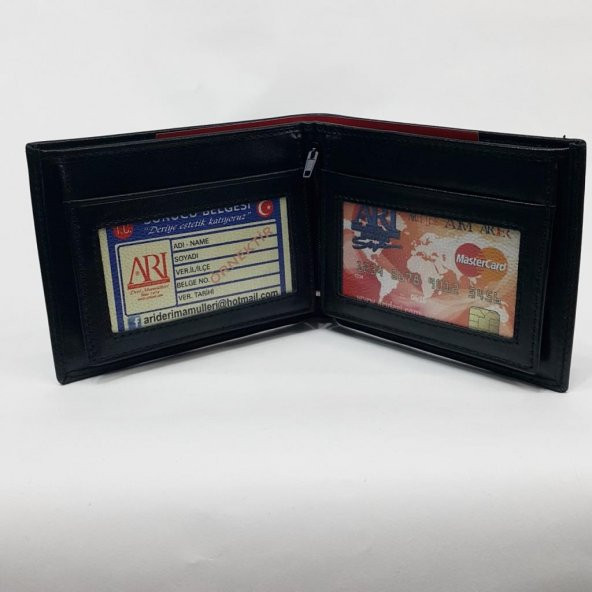 Kahve-Siyah-Taba Renkte Kartlık, Kimlik, Ehliyet Ve Fermuarlı İç Bölmeli Yatay Deri Cüzdan - 8