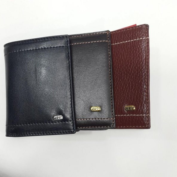 Siyah-Taba-Kahve Renkte Kartlık, Kimlik Bölmeli Renkli Dikiş Detaylı Deri Cüzdan - 8