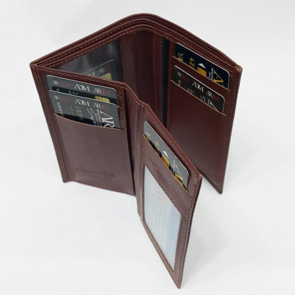 Siyah-Taba-Kahve Renkte Kartlık, Kimlik Ve Açılan İç Bölmeli Deri Cüzdan - 10