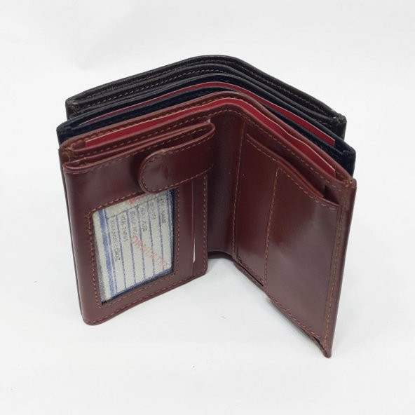 Siyah-Taba-Kahve Renklerde Kartlık, Kimlik Ve Bozuk Para Bölmeli Çıtçıtlı Deri Cüzdan - 11