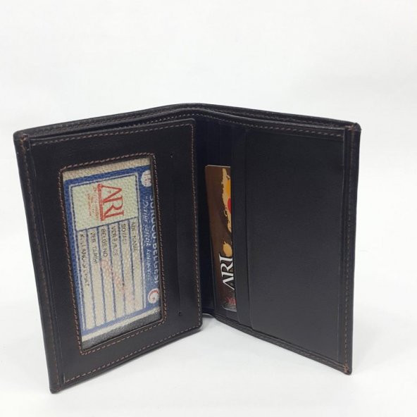 Siyah-Taba-Kahve Renkte Deri Şeffaf Kartlık, Ehliyet Ve Kimlik Bölmeli Cüzdan - 5