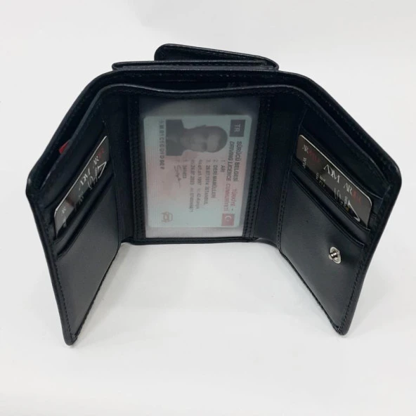 Siyah Renk Bayan Deri Cüzdan Çok Bölmeli - 4