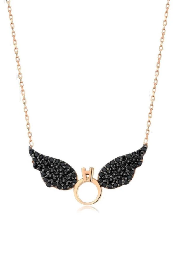 Tek Taşlı Melek Modeli 925 Ayar Kolye - 3