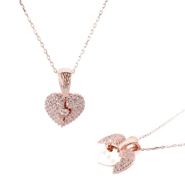 Taşlı Kalp Model 925 Ayar Kibar Kolye - 5