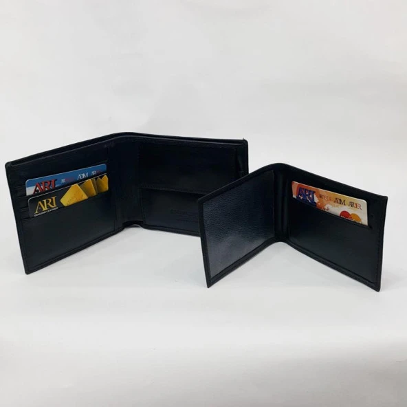 Taba-Siyah-Kahve Renkte Kartlık, Kimlik Bölmeli Ayrılan İç Bölmeli Deri Cüzdan - 12