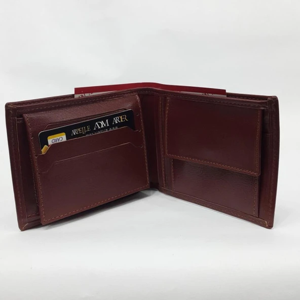 Siyah-Kahve-Taba Renk Kartlık, Kimlik, Ehliyet Ve Bozuk Para Bölmeli Yatay Deri Cüzdan - 8