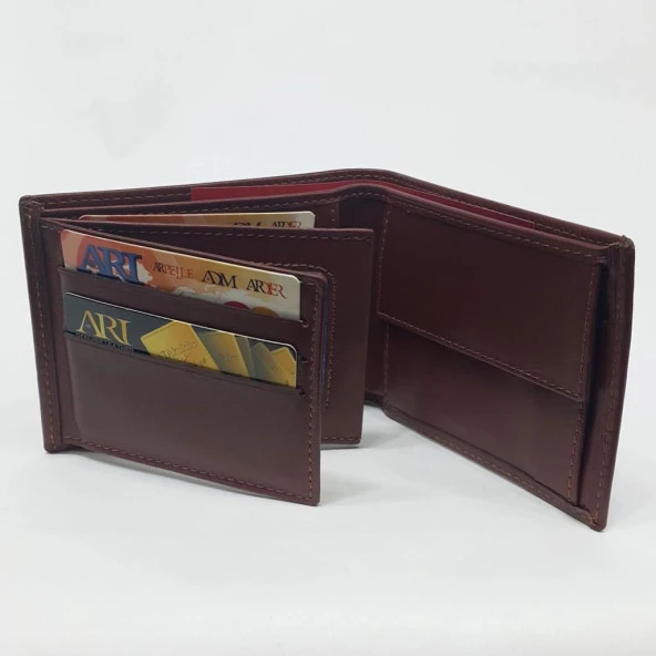 Siyah-Taba-Kahve Renkte Kartlık, Kimlik Ve Bozuk Para Bölmeli Yatay Bölmeli Deri Cüzdan - 12