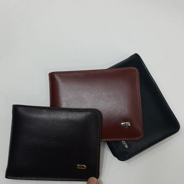 Siyah-Taba-Kahve Renkte Yatay Model Ortada Demir Ekli Hakiki Deri Kartlık - 7