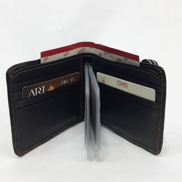 Siyah-Taba-Kahve Renkte Yatay Model Hakiki Deri Lastik Tasarım Kartlık - 6