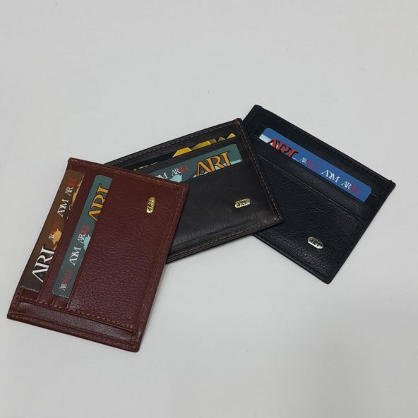 Siyah-Taba-Kahve Renkte Yatay Model Hakiki Deri Arkada Şeffaf Bölmeli Kartlık - 4