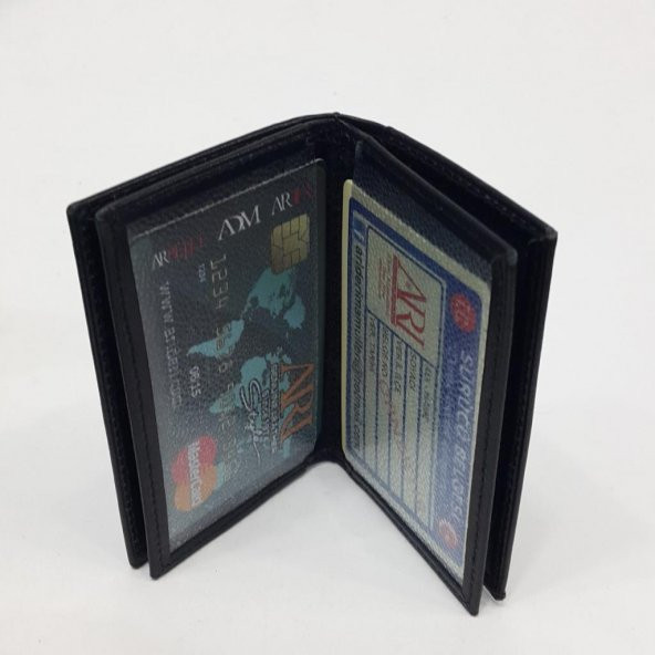 Siyah-Taba-Kahve Renkte Yatay Model Hakiki Deri Sade Tasarım Kartlık - 11