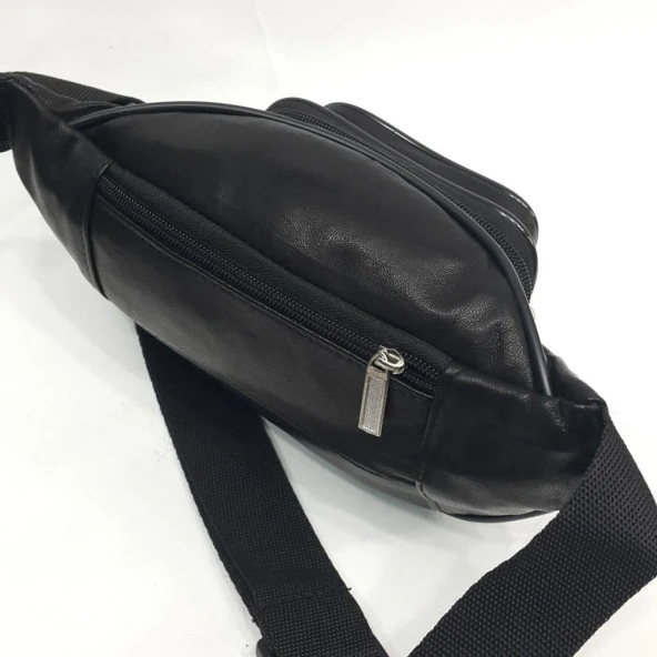 Üç Bölmeli Deri Bel Çantası - 6