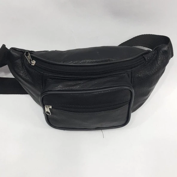 Üç Bölmeli Deri Bel Çantası - 10