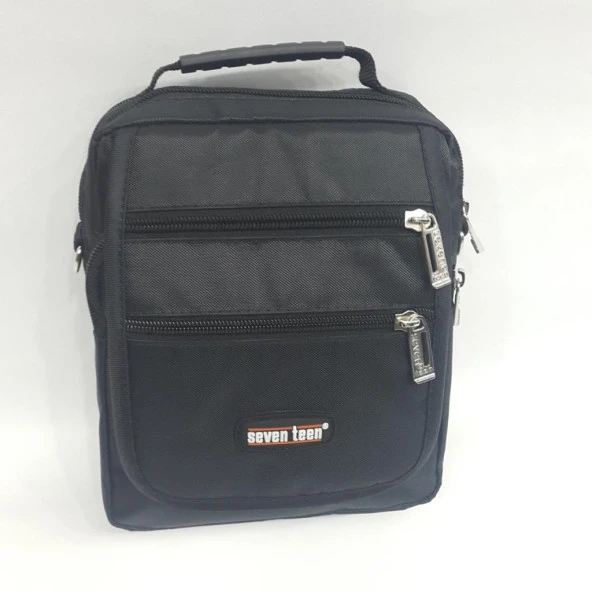 Siyah Kumaş 6 Bölmeli Erkek Seventeen Omuz Askılı El Çanta - Resim 4