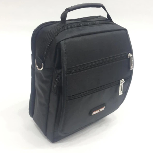 Siyah Kumaş 6 Bölmeli Erkek Seventeen Omuz Askılı El Çanta - Resim 6