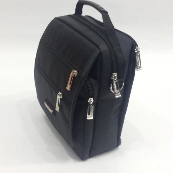 Siyah Kumaş 6 Bölmeli Erkek Seventeen Omuz Askılı El Çanta - Resim 12