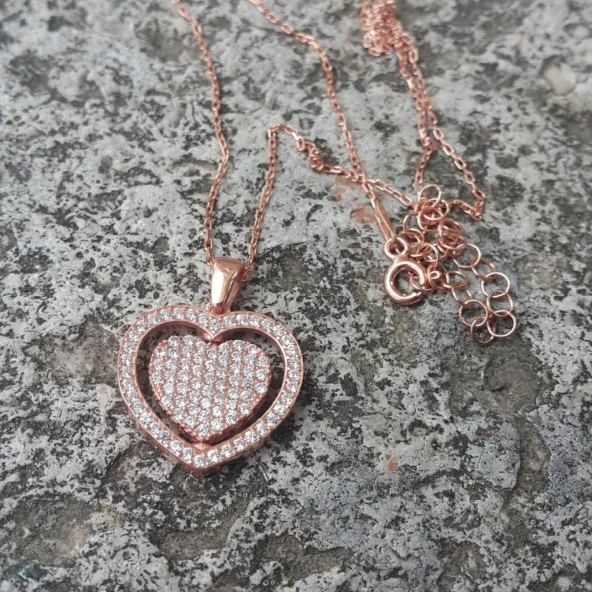 Altın Rengi Taşlı Kalp Modeli - 7