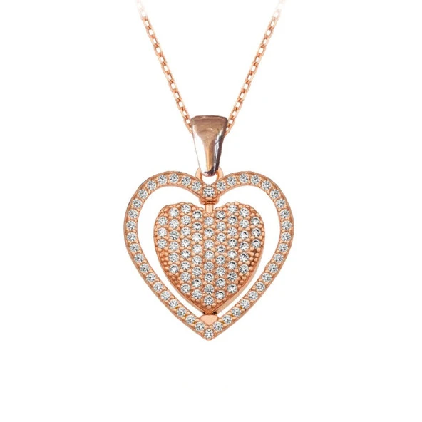 Altın Rengi Taşlı Kalp Modeli - 10