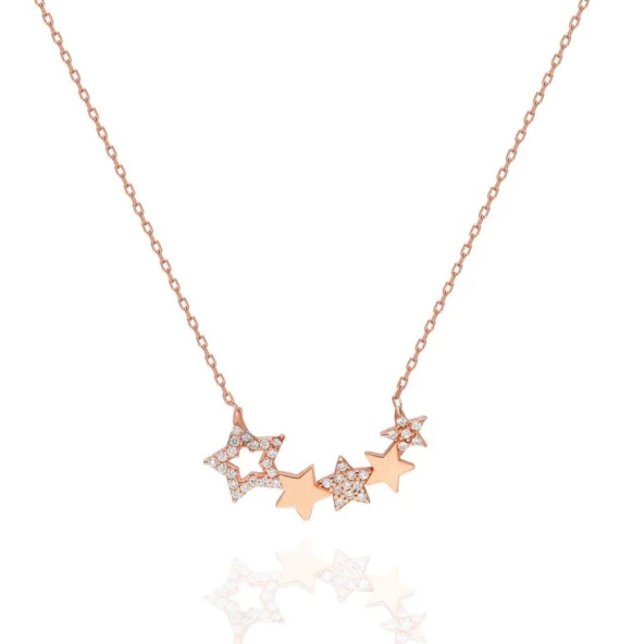 Dizili Yıldızlar Tasarımlı Bayan Gümüş Kolye - 3