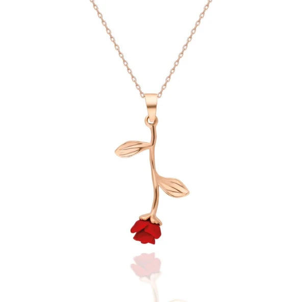 Gül Model Kırmızı Kolye