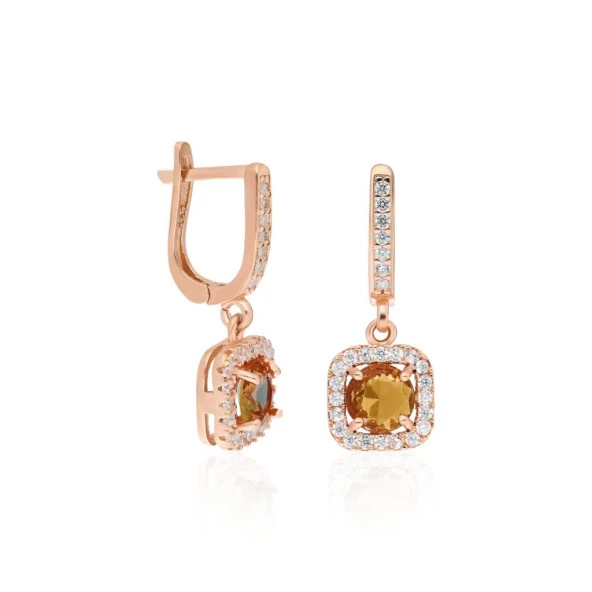 Altın Taşlı Bayan Küpe - 4