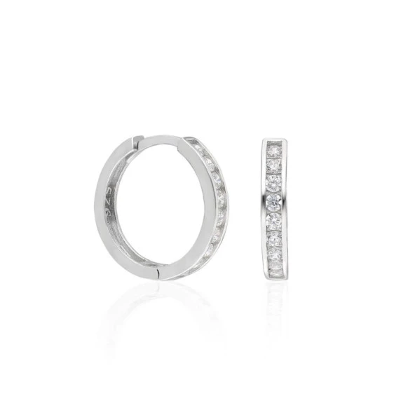 Elmas Taşlı Bayan Gümüş Küpe - 4