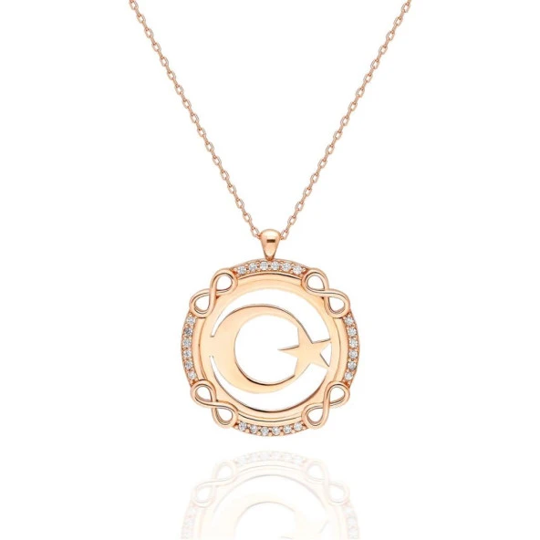 Daire İçinde Ay Yıldızlı Kolye - 3