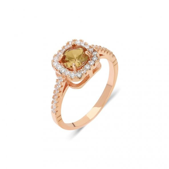 Sarı Zirkon Taşlı 925 Ayar Bayan Yüzük - 5